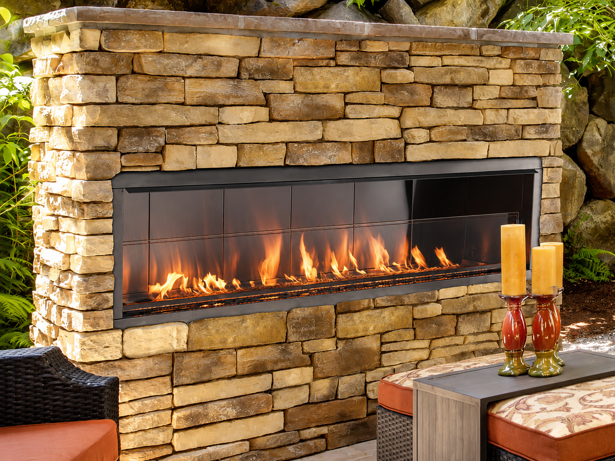 Superior VRE4648 48" Linear Outdoor Ventless Gas Fireplace With Electronic Ignition
