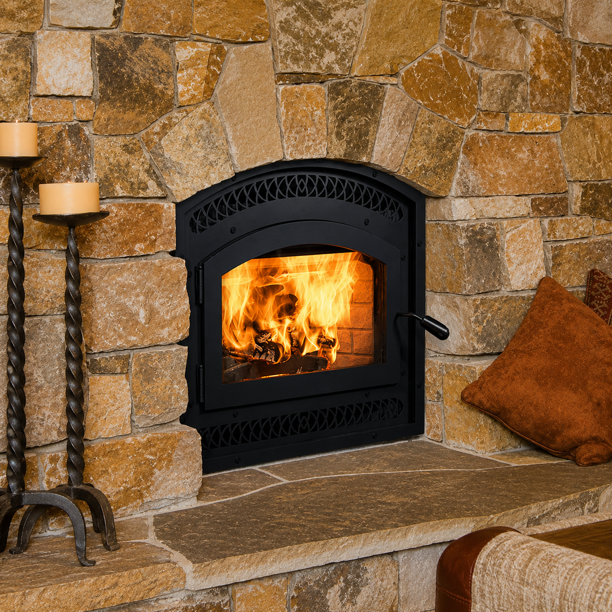 Superior WCT6920 22" EPA Certified High-Efficiency Wood Fireplace With White Stacked Refractory Panels