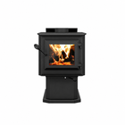 Ventis HES140N EPA Certified 20" Small Black Wood Stove With Pedestal (30% Tax Credit Qualified)