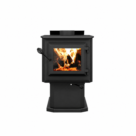 Ventis HES140N EPA Certified 20" Small Black Wood Stove With Pedestal (30% Tax Credit Qualified)