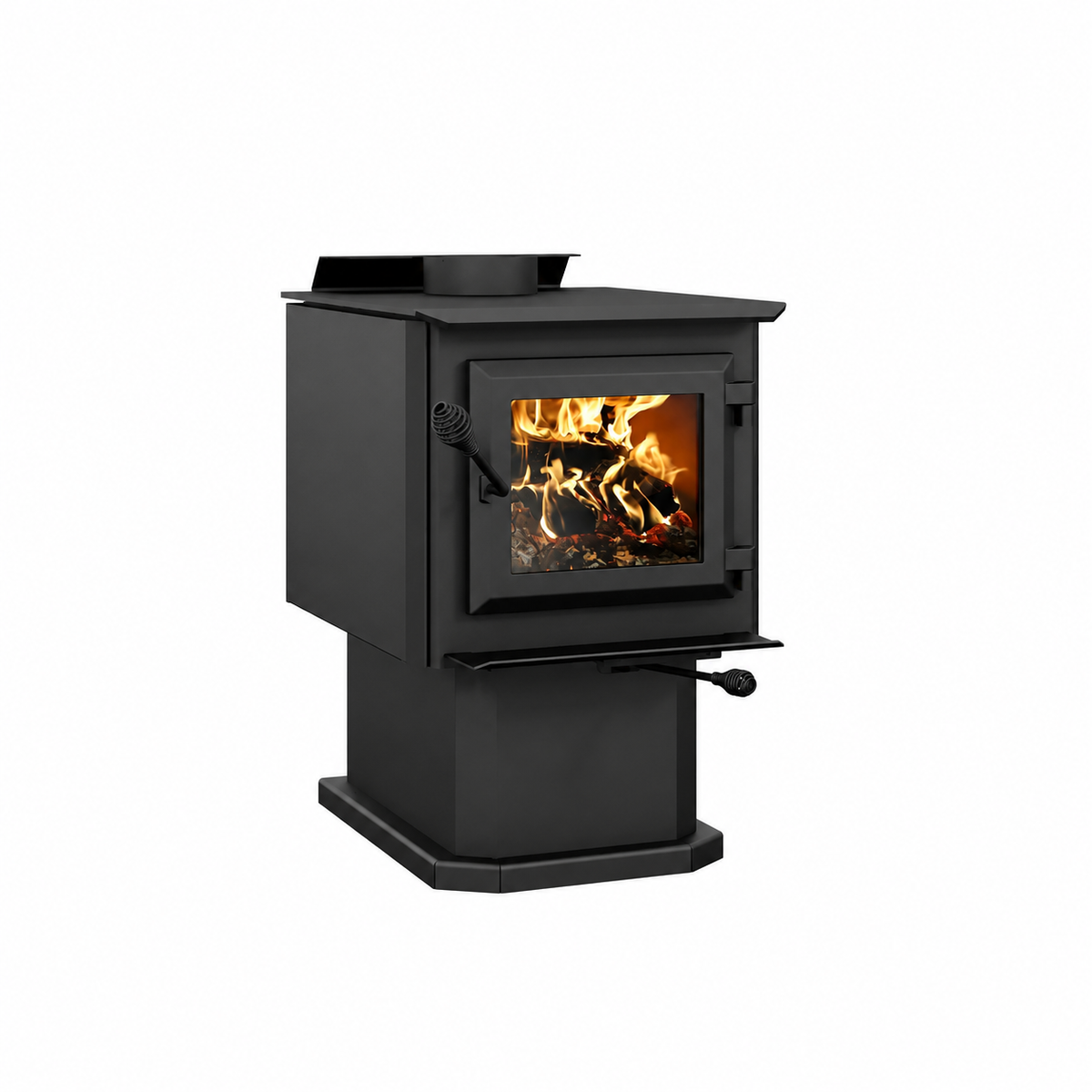 Ventis HES140N EPA Certified 20" Small Black Wood Stove With Pedestal (30% Tax Credit Qualified)