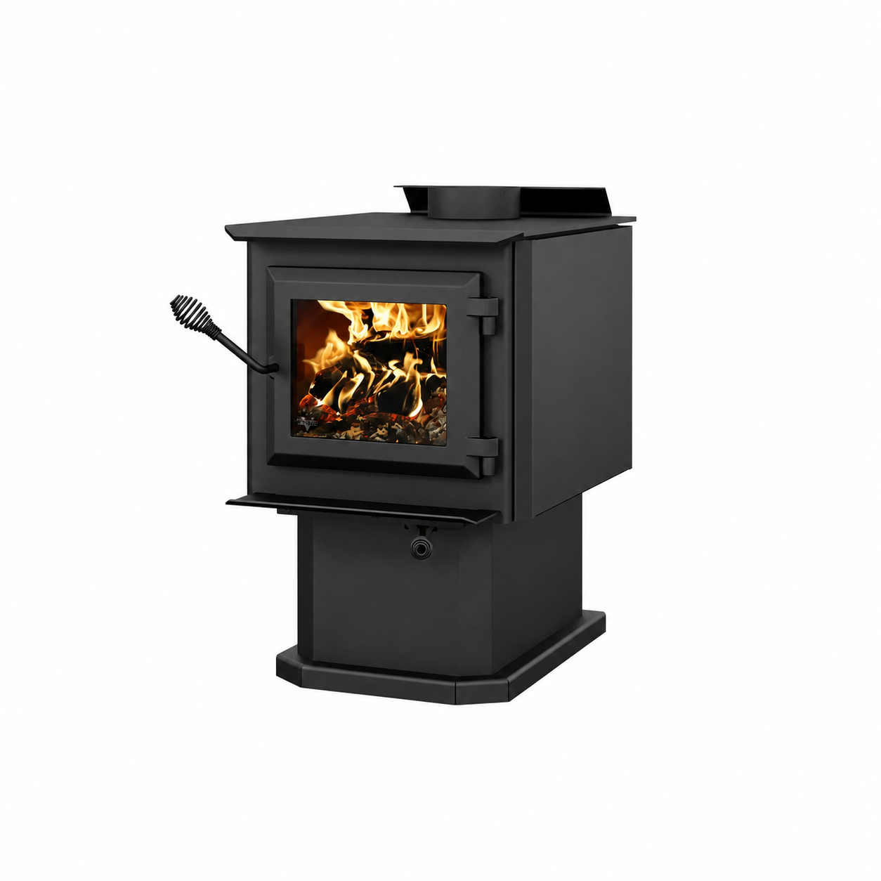 Ventis HES140N EPA Certified 20" Small Black Wood Stove With Pedestal (30% Tax Credit Qualified)