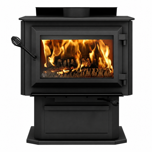 Ventis HES170 EPA Certified 25" Medium Black Wood Stove With Pedestal (30% Tax Credit Qualified)