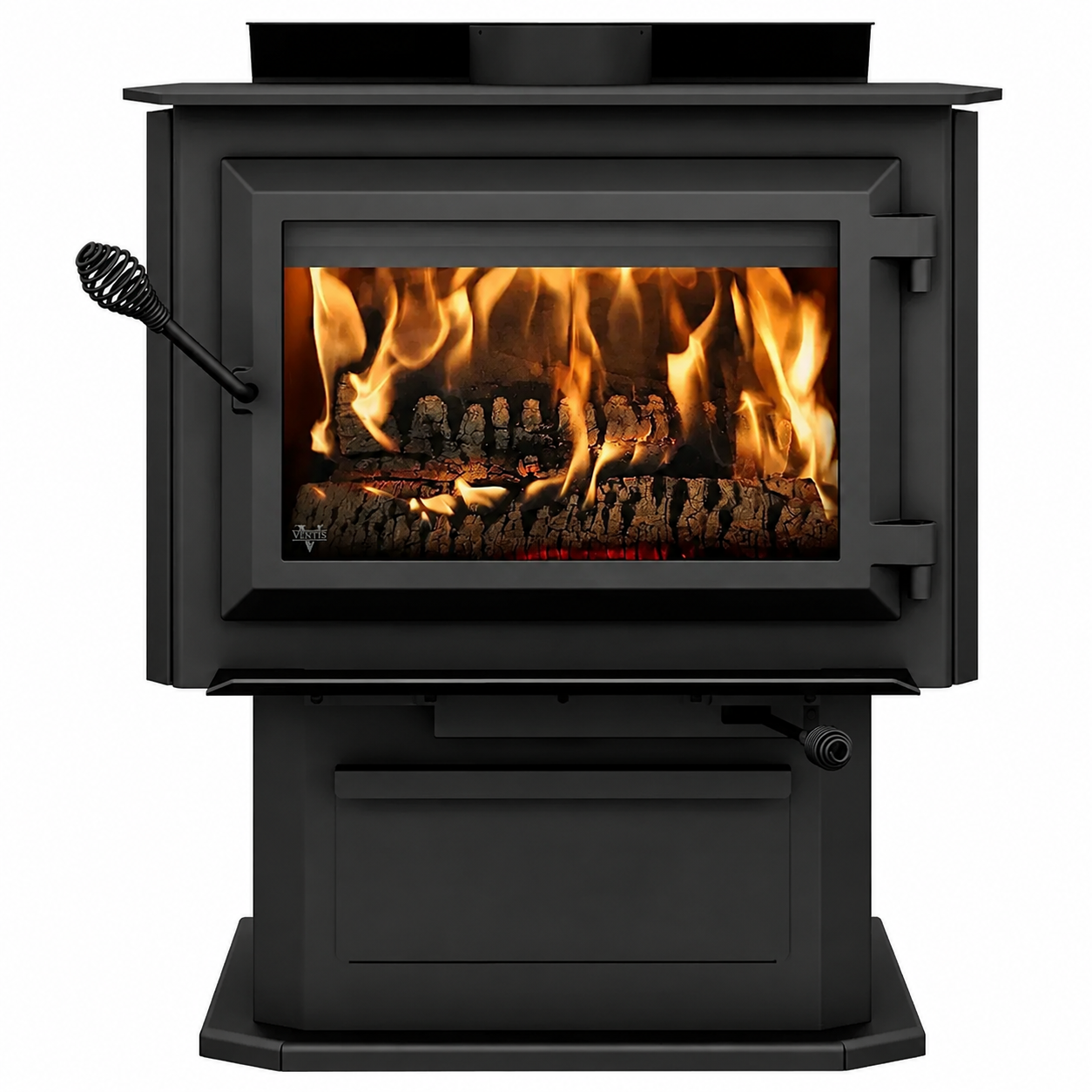 Ventis HES240 EPA Certified 27" Large Black Wood Stove With Pedestal (30% Tax Credit Qualified)