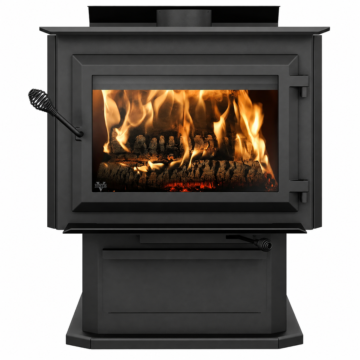 Ventis HES350 EPA Certified 29" Extra Large Black Wood Stove With Pedestal (30% Tax Credit Qualified)